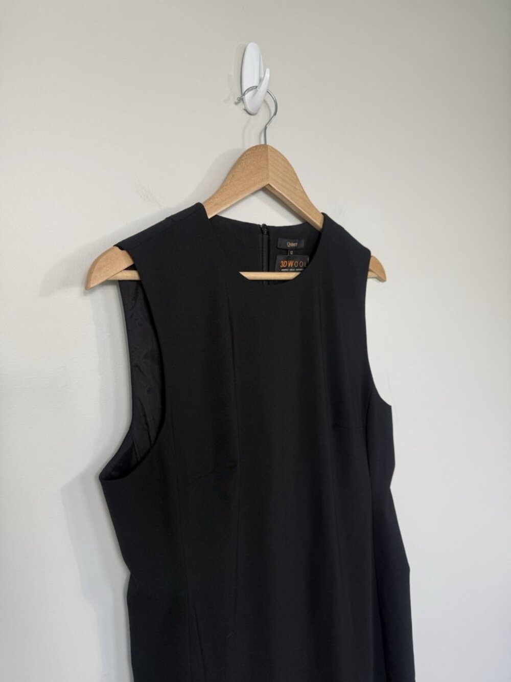 Quince Women Italian Wool Sleeveless Dress Black Basic 12 3D Wool Office - Picture 3 of 10